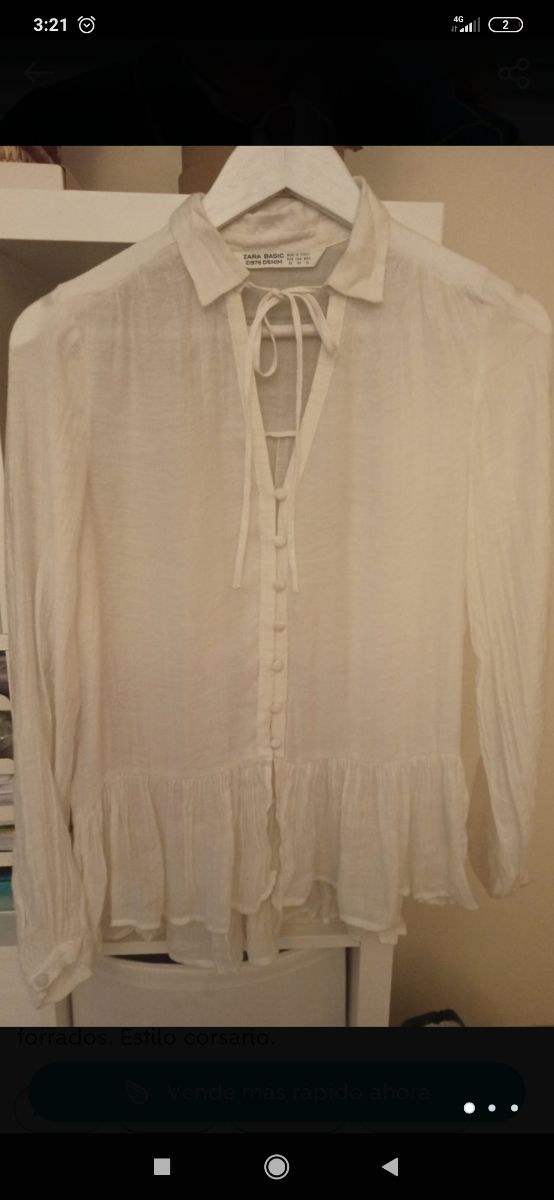Camisa Zara volante XS