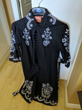 vestido camisa negro bordado 
