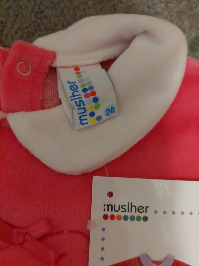 pijama de invierno de franela en color rosa 24M