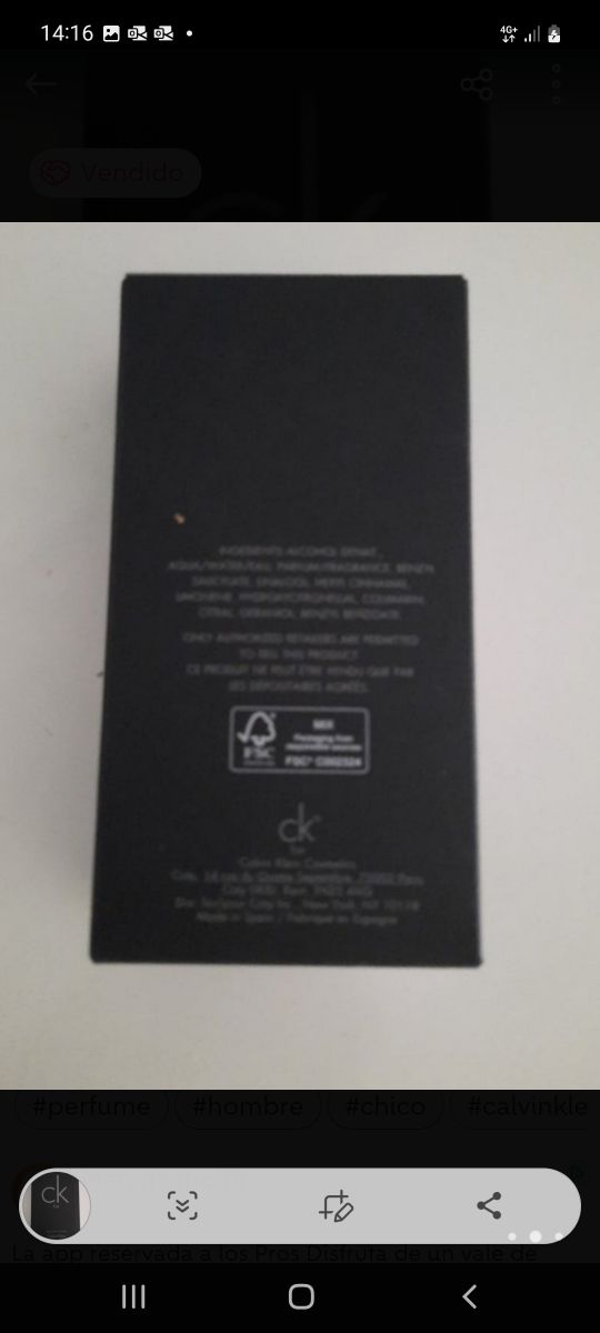 perfume calvin klein Nuevo