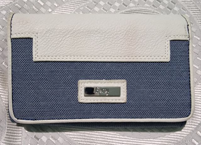 Portafoglio donna, colore blu e panna