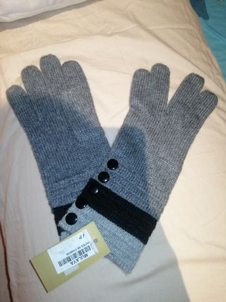 Guantes mujer gris y negro