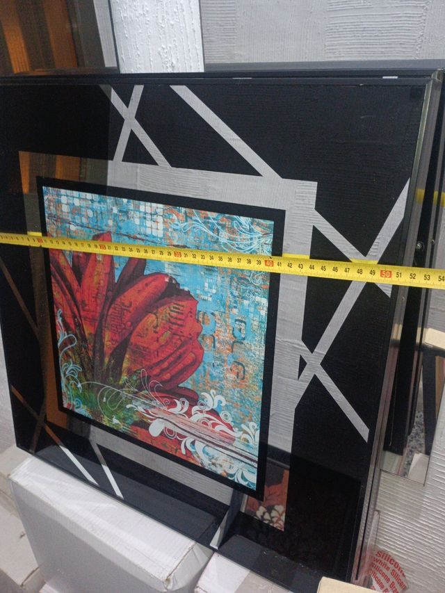 pareja de cuadros vidrio y marco de madera