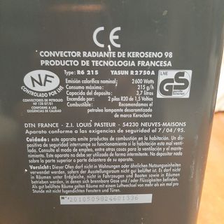 Estufa de Parafina Yasun R2750 porte incluido