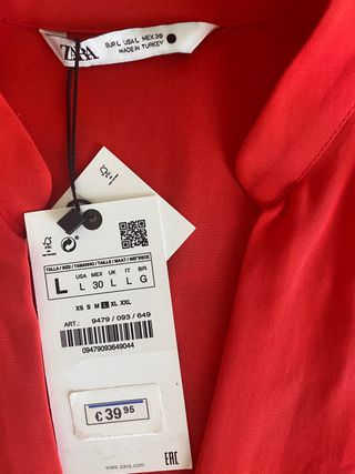 Blusa Zara, oversize L, rojo coral. Preciosa ¡¡¡