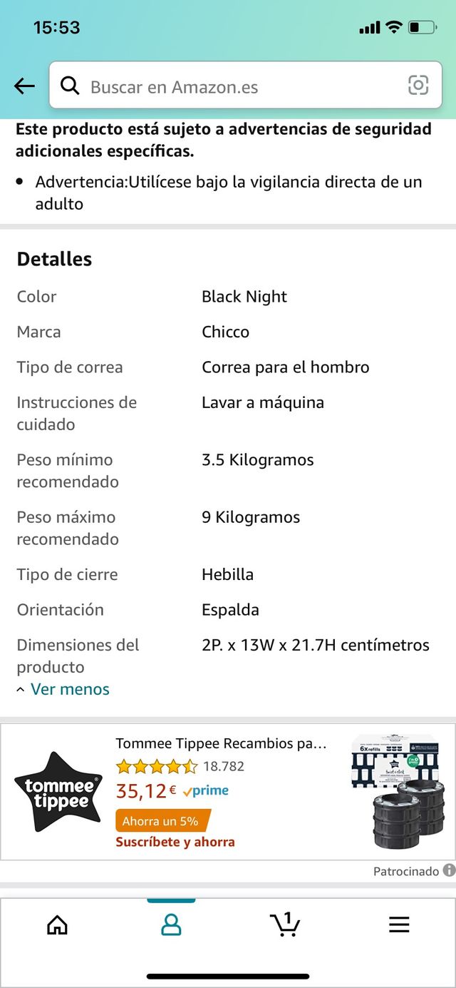 Portabebé Chicco sin estrenar