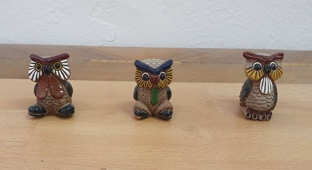 3 buhos decorativos pequeños
