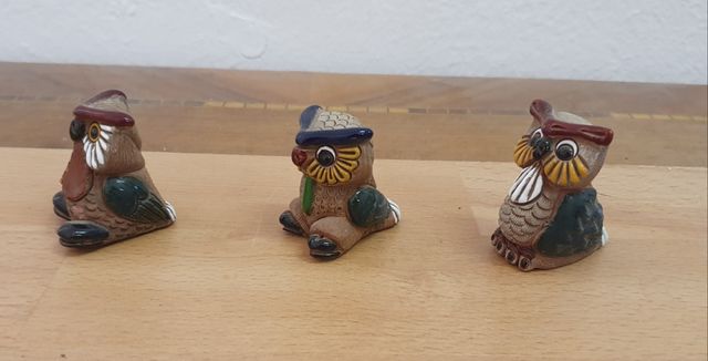 3 buhos decorativos pequeños