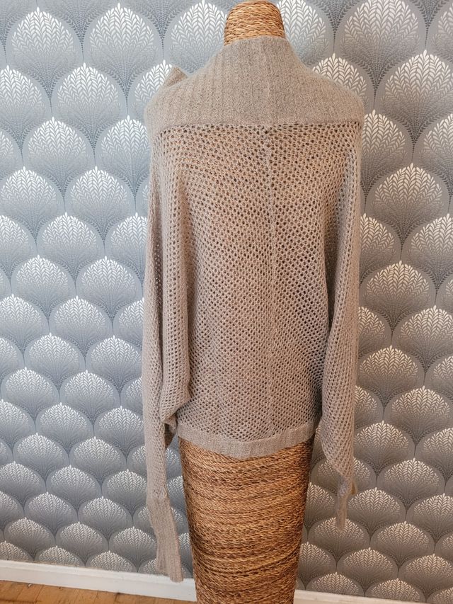 Jersey punto lana cuello alto mangas murciélago M