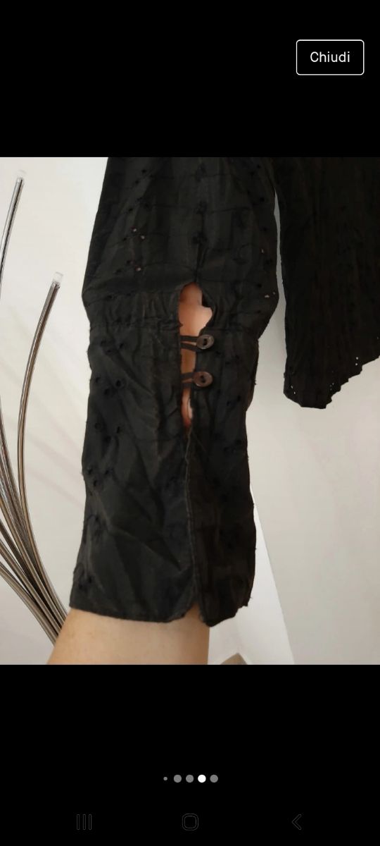 camicia cotone traforato e velo nki