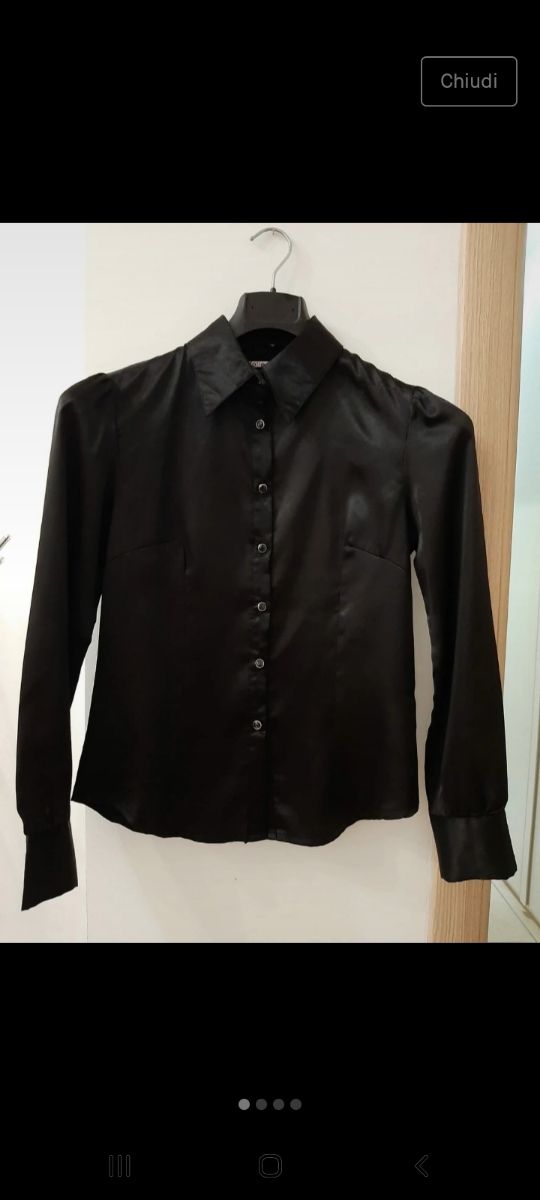 camicia raso nera avvitata