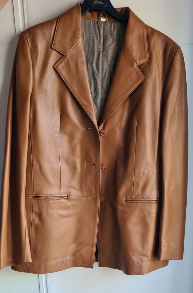 Cazadora piel cuero mujer