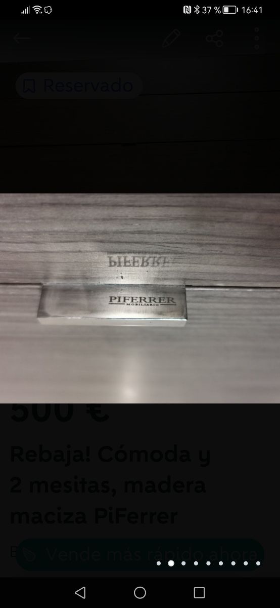 Cómoda de madera maciza, 4 cajones, marca PiFerrer