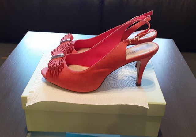 Sandalias de fiesta rosa coral T 40