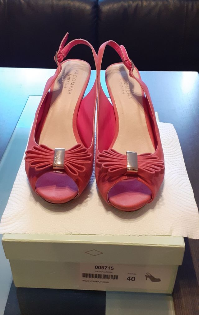 Sandalias de fiesta rosa coral T 40