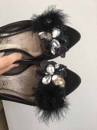 Sandalias fiesta de tacón negras