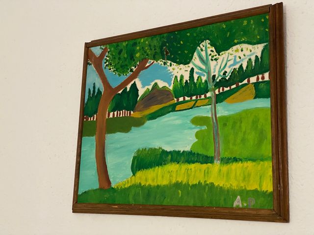 Pintura al oleo a orillas del rio