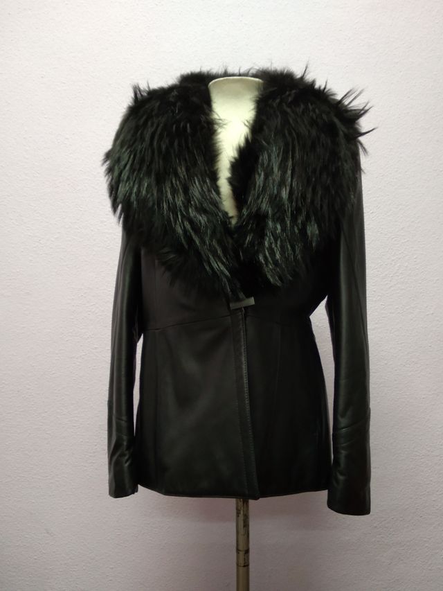 Traje Falda Piel Ovina Negro Pancaldi