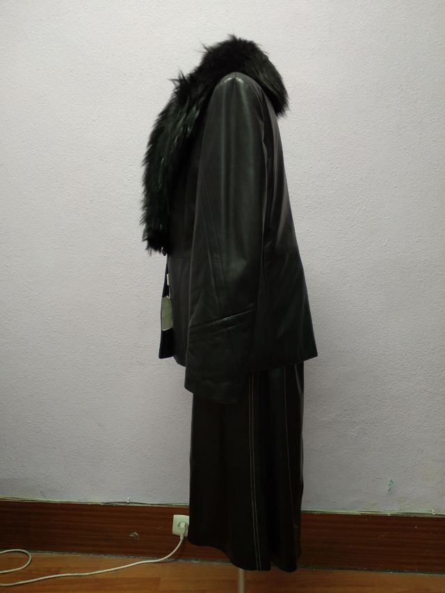 Traje Falda Piel Ovina Negro Pancaldi