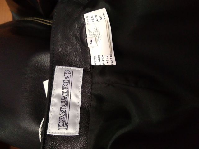 Traje Falda Piel Ovina Negro Pancaldi