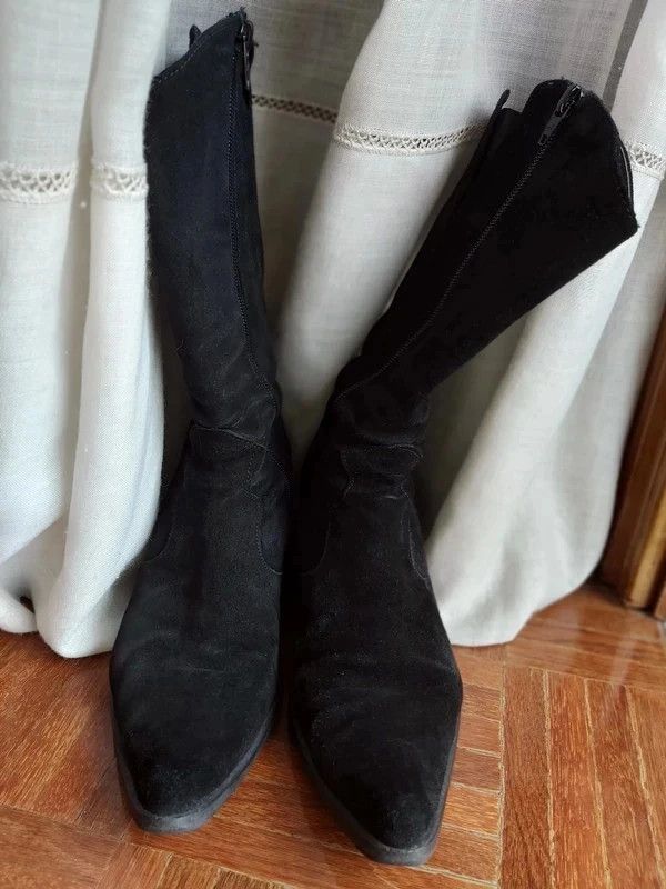 Botas Texanas, meia perna, 38, preto, camurça