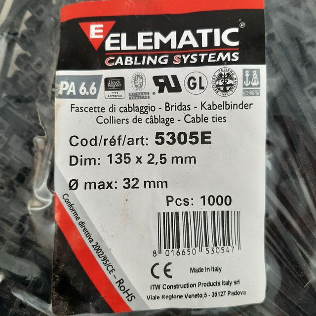 Fascette per cablaggi 135x2,6 mm cof. 1000 pz