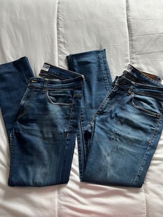 Pack lote 2 pantalones vaqueros denim elastico