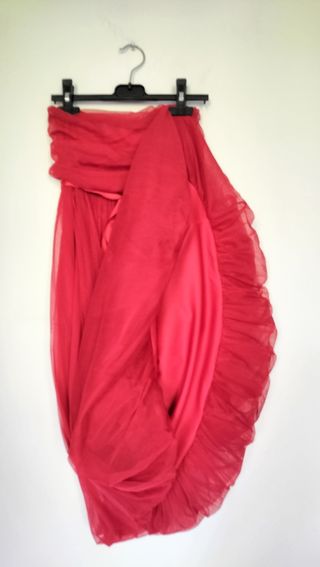 Vestido vintage de fiesta de tul rojo sin tirantes