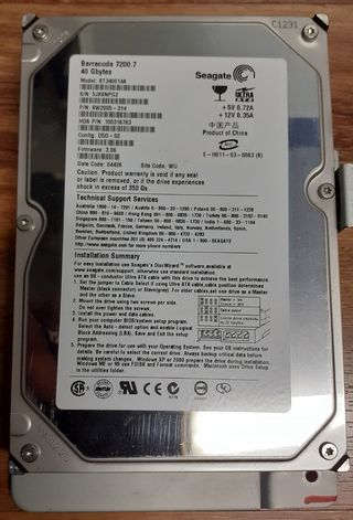 Disco IDE 40 Gb Seagata