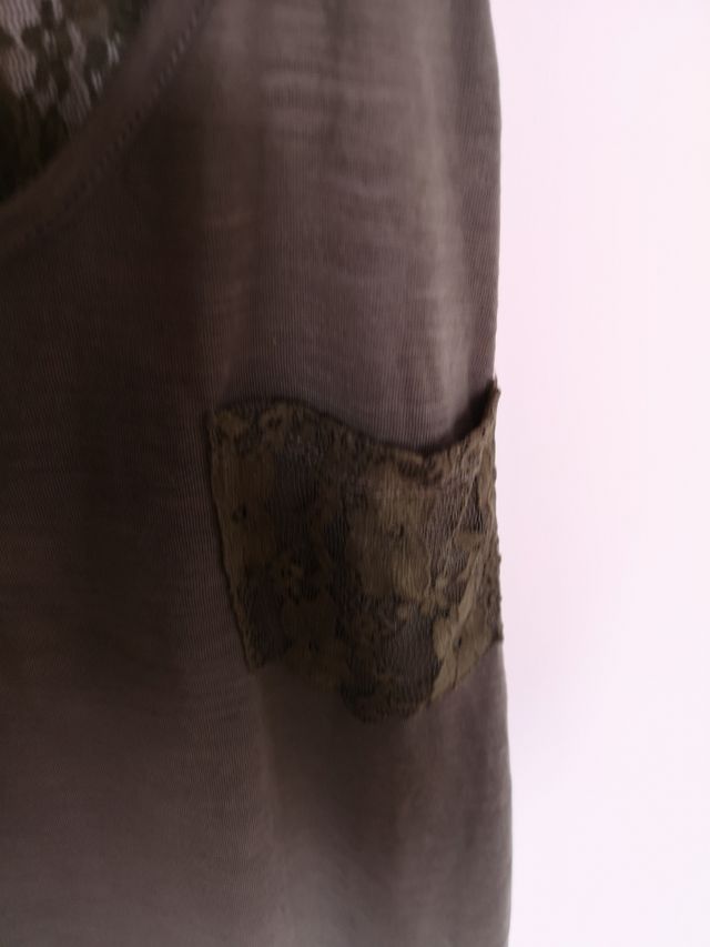 top verde militare pizzo donna taschino