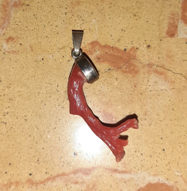 Pingente de galho de coral vermelho genu