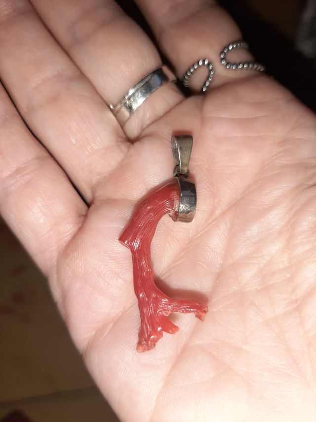 Pingente de galho de coral vermelho genu