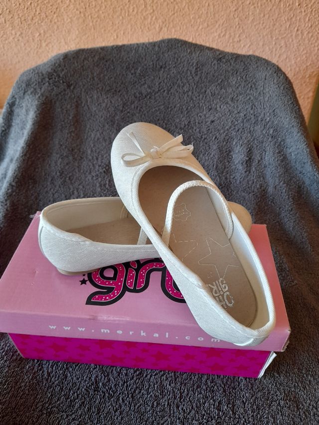 MANOLETINAS BAILARINAS BLANCAS NIÑA TALLA 27