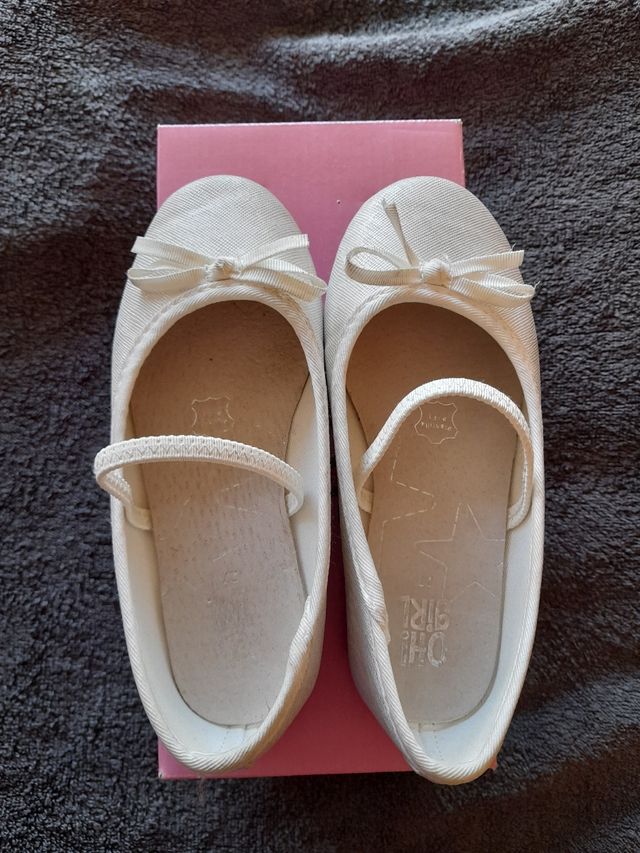 MANOLETINAS BAILARINAS BLANCAS NIÑA TALLA 27