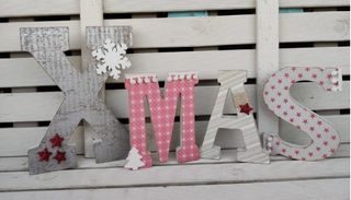 Letras de madera Rojo y Gris - Navidad (XMAS)
