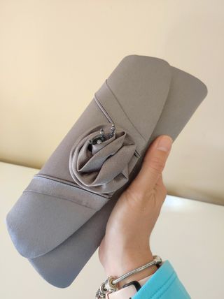 👛CARTERA FIESTA CLUTCH BODA GRIS PLATA INVITADA💒