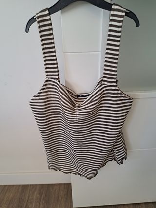 camiseta tirantes Kiabi talla M color caqui y beig