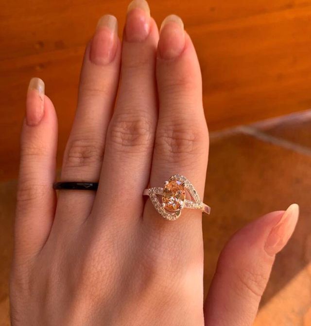 Anillo de plata de ley y circonita chanpagne