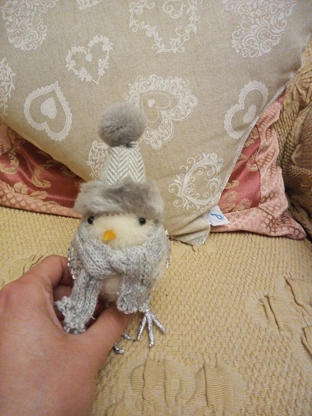 nr.2 uccellini con cuffia e sciarpa nuovi