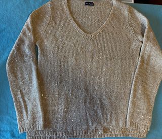 Jersey de punto dorado con lentejuelas talla S