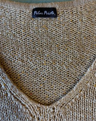 Jersey de punto dorado con lentejuelas talla S