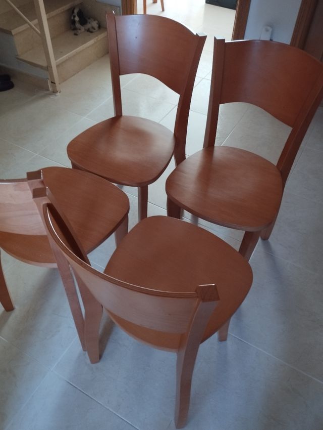 Mesa y sillas cocina madera maciza extensible