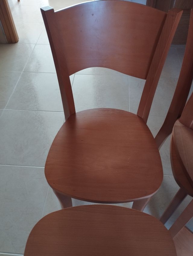 Mesa y sillas cocina madera maciza extensible