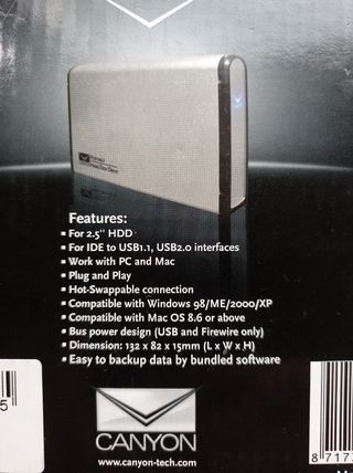 Caja externa aluminio para disco IDE 2'5"