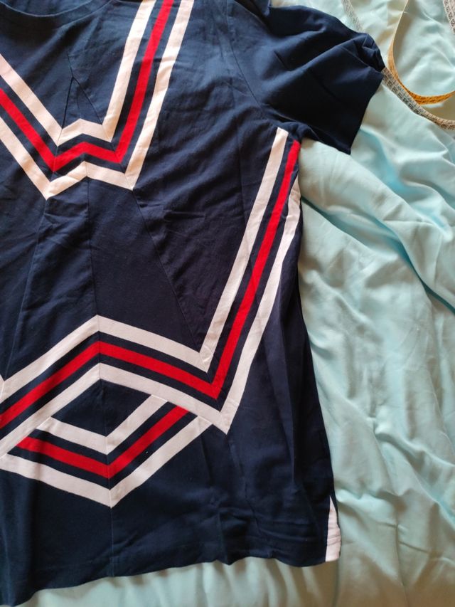 zara t-shirt Blue rossa geometrica 