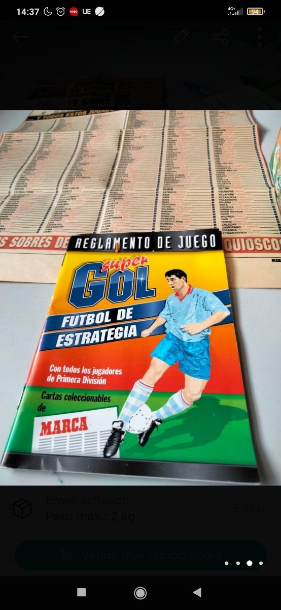 cartas con cromos Marca Supergol 1995