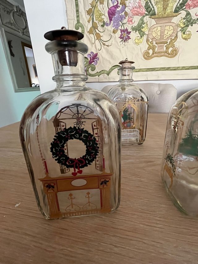 Lote 7 botellas de cristal Navidad