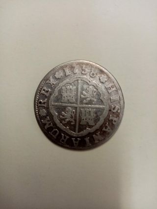 Fernando VI, rey de España, moneda de plata de 2 r