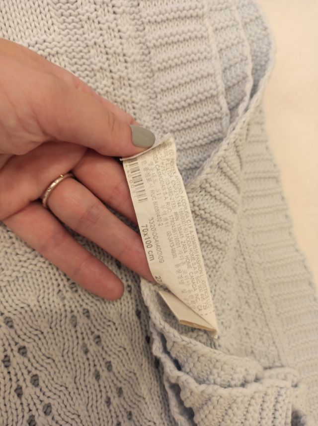 Manta crochet azul cielo Zara 70x100