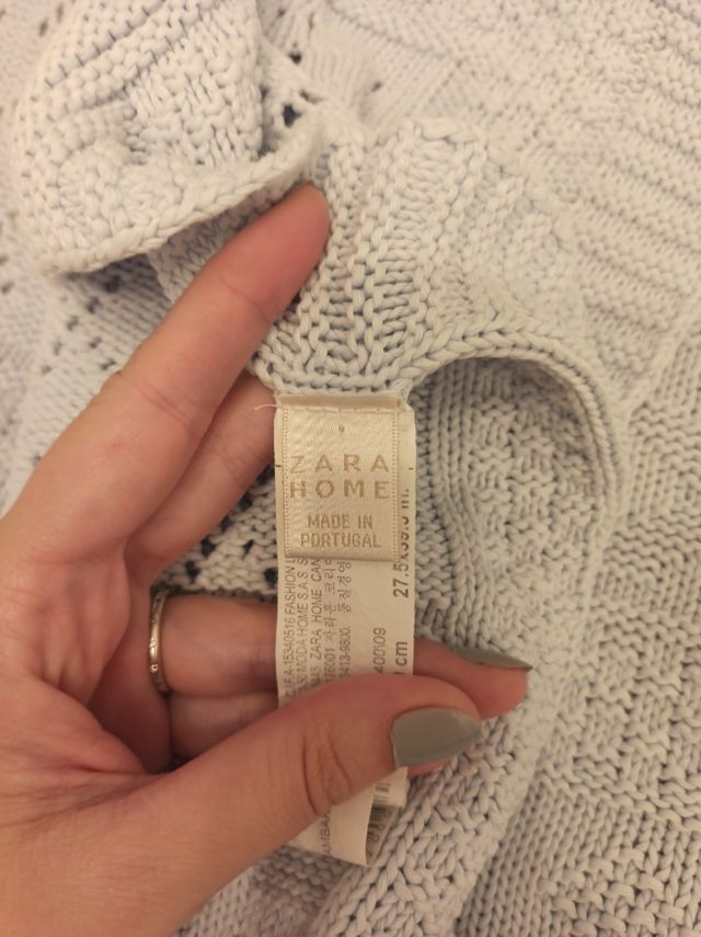 Manta crochet azul cielo Zara 70x100